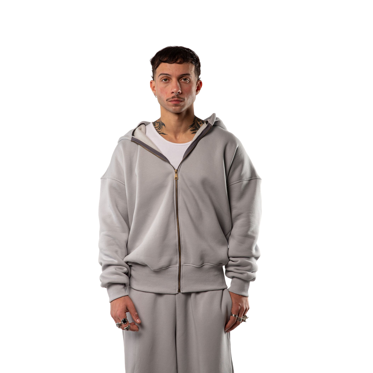 Hooded Zip Jacket (Grey)