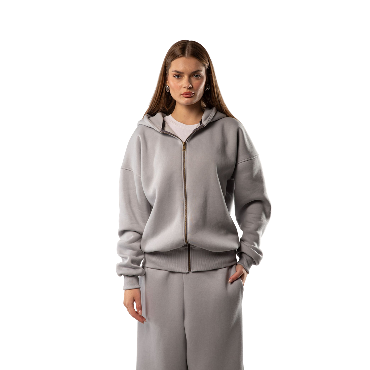 Hooded Zip Jacket (Grey)