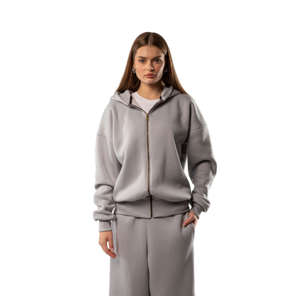 Hooded Zip Jacket (Grey)